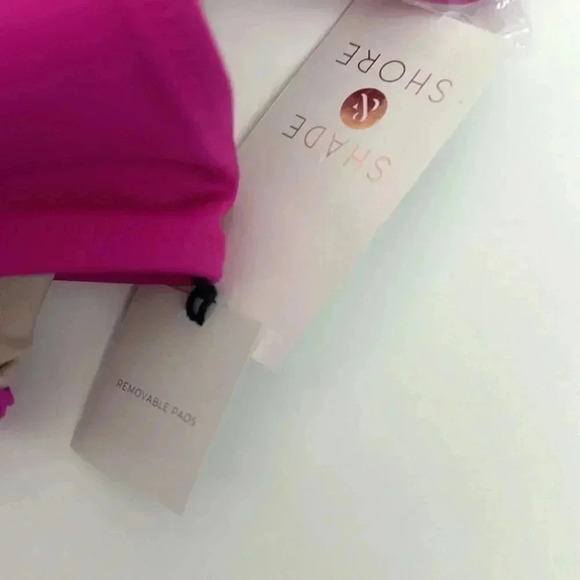 Shade & Shore Pink Lace Up Wireless Removable Straps Bikini Top Size Medium NWT - Picture 2 of 5